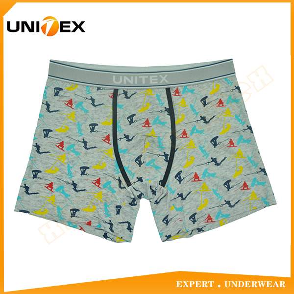 Customized Cotton Underwear Central Jacquard Logo Elastic UNITEX Printing Breathable Underwear for Men Boxer Briefs